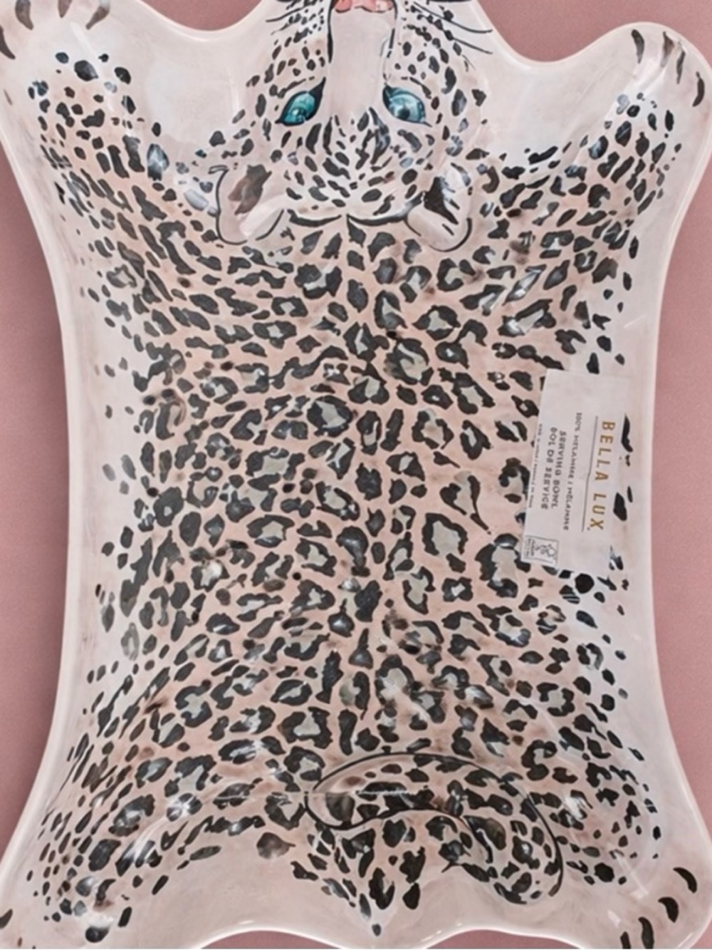 Bella Lux Leopard Print Melamine Serving Bowl 15"L 10.5"W 2.5"W Beautiful, New